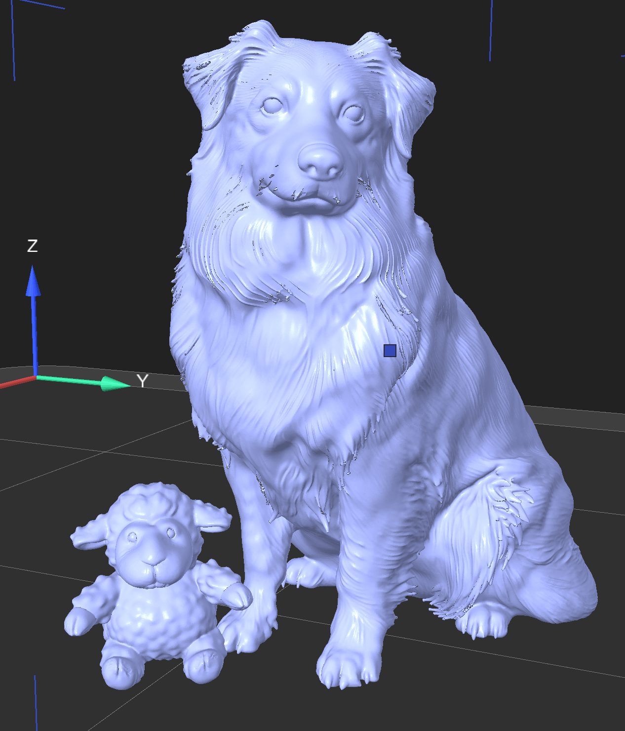 3D sculpt of the Australian shepherd and lamb