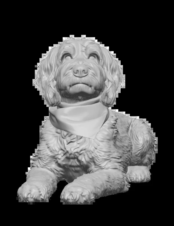 3D sculpt of the bernedoodle