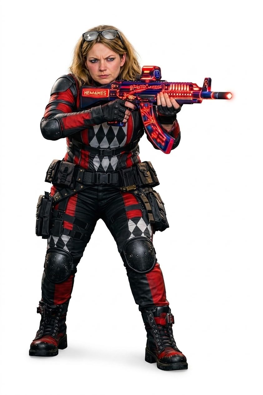 Harlequin-pattern soldier reference art