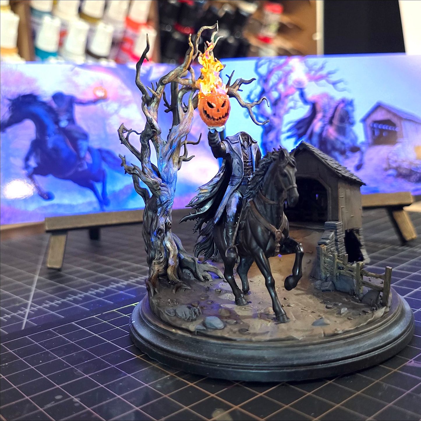 Headless horseman diorama, painted