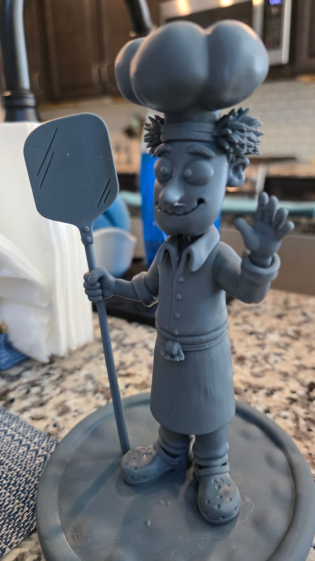 Pizza chef gray resin print