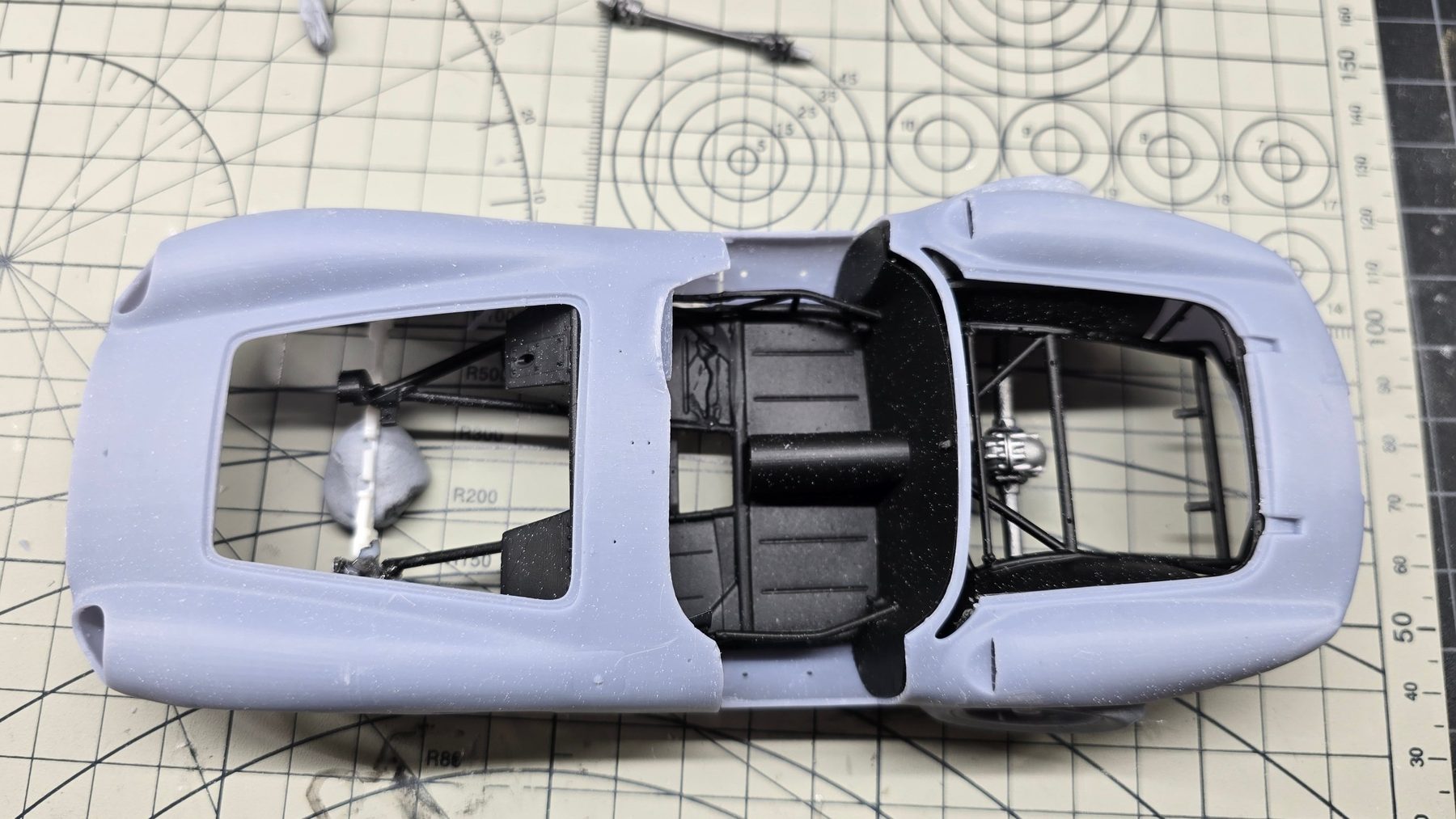No. 98 race car body, gray resin print, top