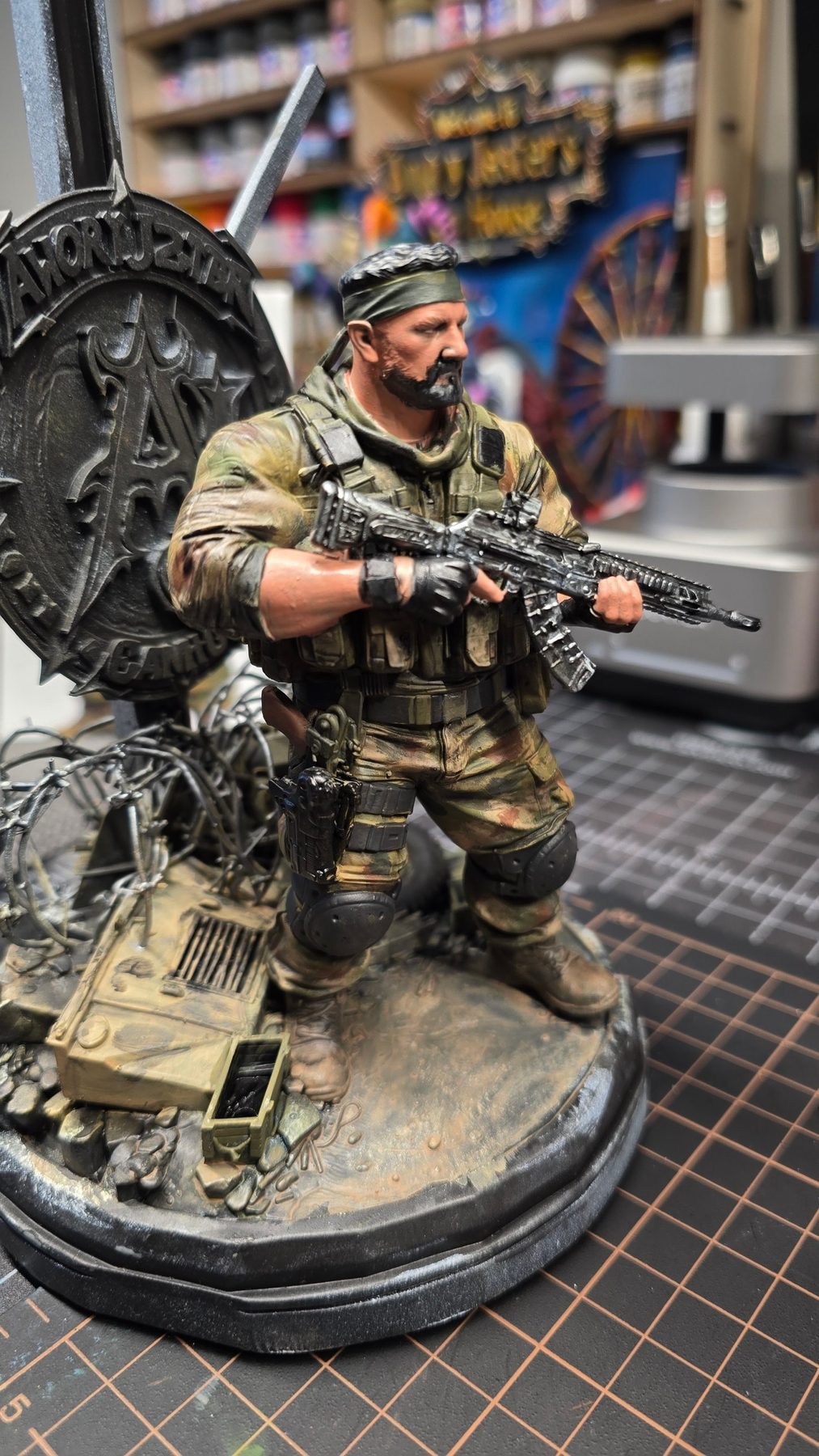 Bearded soldier figurine, painted