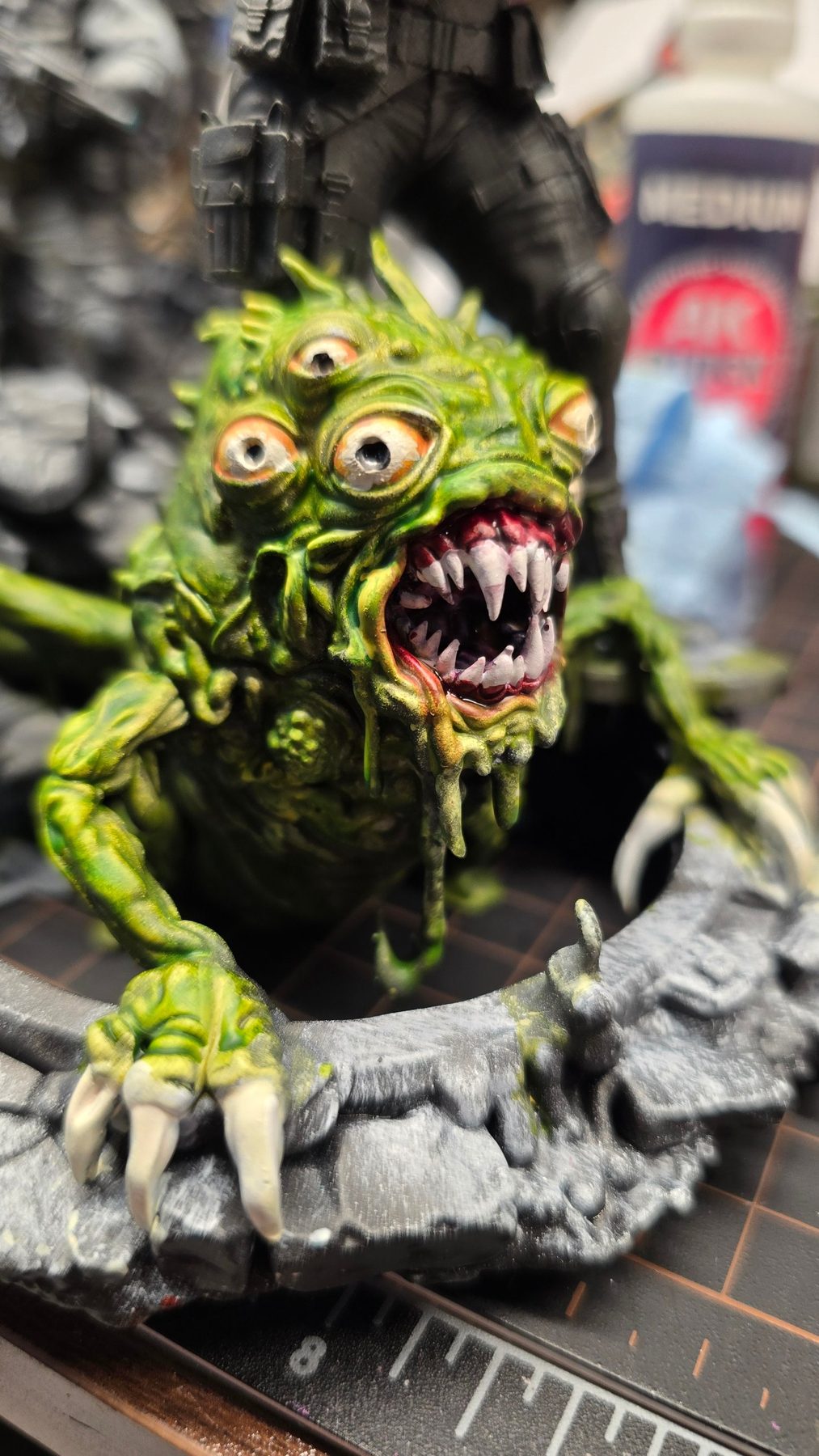 Painted swamp monster close-up